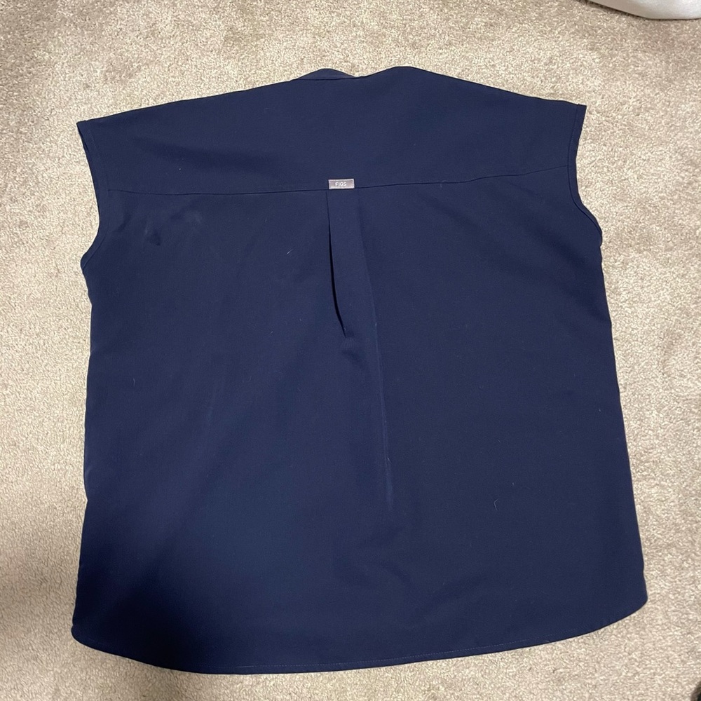 Figs Mandarin Scrub Top Navy Small